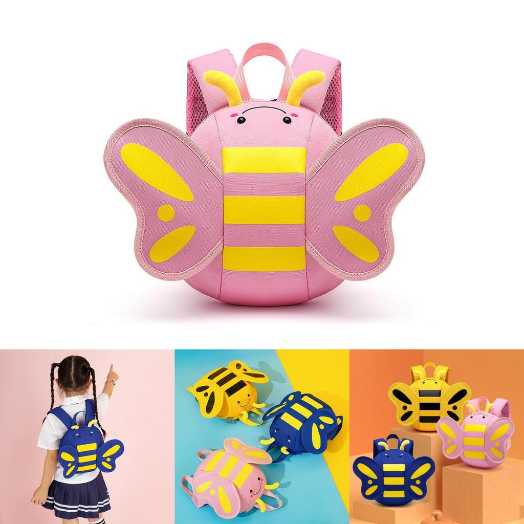 Bee Cartoon Adorable Toddler Backpack For Boys And Girls With Breathable And Waterproof Nylon Material
