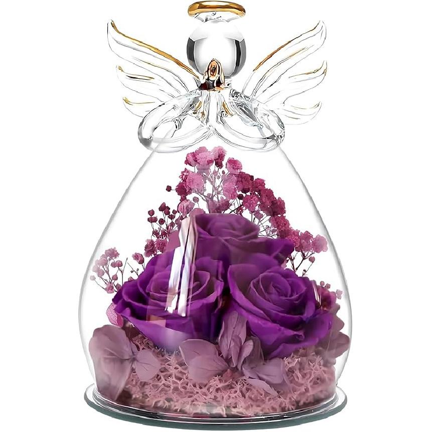 Preserved Flower Rose Gift for Mom Grandma Birthday Mother's Day Wedding Three Pink Rose in Glass