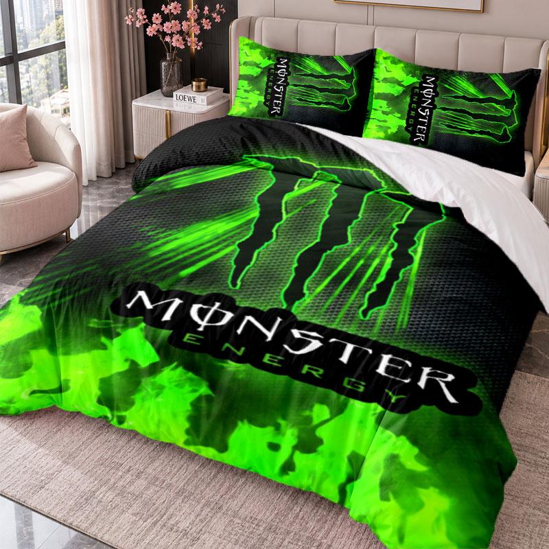 Постельное белье Monster Energy 3 предмета: пододеяльник и две наволочки для спальни, домашний декор