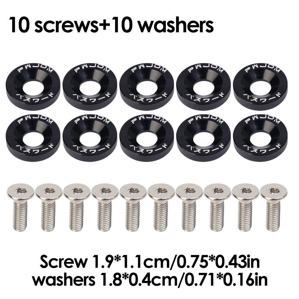 JDM Fender Washers Car Modification Gasket Screw Set M6 Bolt Fender Bumper Engine Aluminum Concave Screws Hex Fastener for Honda