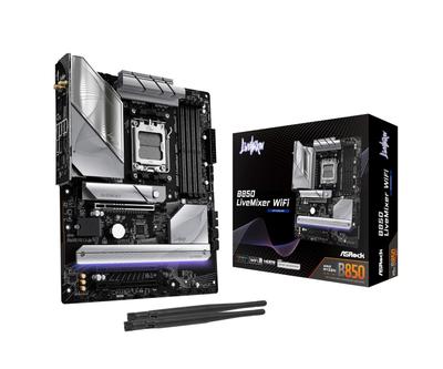 Материнская плата ASRock B850 LiveMixer WiFi AMD Ryzen 9000 8000 7000 Series CPU Совместимая материнская плата DDR5 ATX Авторизованный дистрибьютор / / (Сокет AM5)