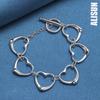 925 Sterling Silver Six Heart Bracelet Fashionable Wedding Jewelry