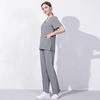 2 Pieces Outfits Women Nursing Working Tops+Loose Pants Nurse Suit Short Sleeve Quick Dry V-neck