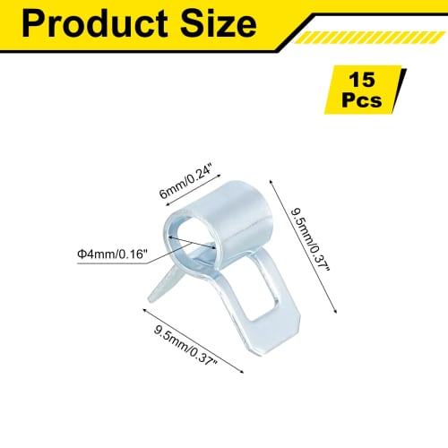 uxcell 15-Pack Spring Clamps, 4mm Inner Diameter, Hose Band Clips, Pipe Clips, Alloy Steel with Blue and White Zinc Alloy, for Fuel Hoses, Silicone Ho