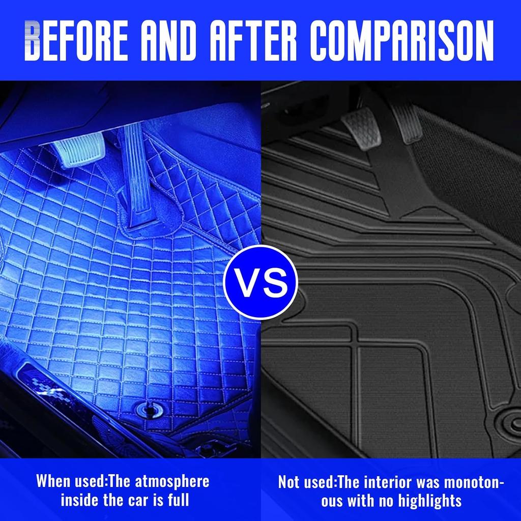 4 PCS Car LED Lights Interior Wireless, Super Bright 7 Colors Auto Interior Ambient Light With 6 Bright LED Lamp Beads, Portable USB Rechargeable Car