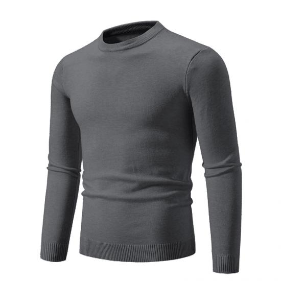 Autumn Men Thin Solid Color Elastic Slim Fit Pullover Sweater Basic Inner Layer Lightweight Warm Casual Knitwear Top for Male