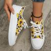 Модные женские кроссовки с подсолнухами, модные плоские кроссовки на шнуровке, женские повседневные дышащие парусиновые туфли для женщин Zapatos De Mujer