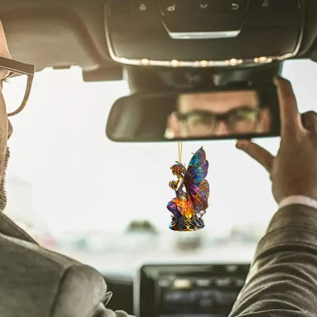 Colorful Fairy Fairies Painted Style Charm Fun And Mysterious Rear View Ornament Trees Painted Glass Window Hangings