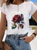 Tshirts Graphic Tee Clothing Summer Short Sleeve Ladies Flower Peace Lovely Casual Women Fashion FeUnisex T Shirt Clothes