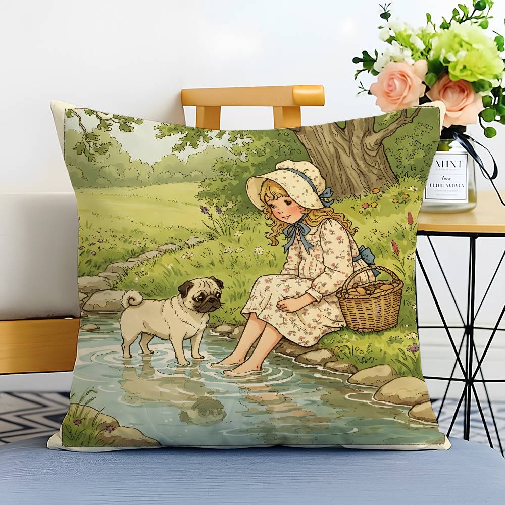 Art Sarah Kay S-Swing Girl-MT Pillow Case Printed Brushed Fleece Pillow Baby Skin-Touch Eco-Friendly Dye-Sublimat