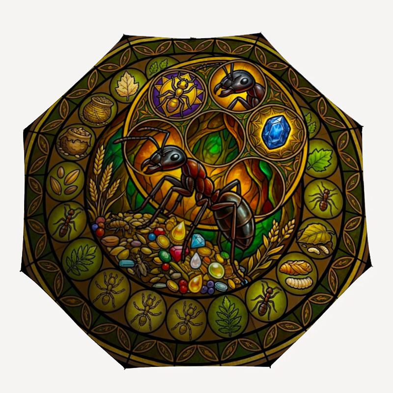 Ants Treasure Hunt pattern umbrella, portable and foldable design, 8 ribs, a casual accessory for Halloween, Christmas, and birthday gifts.