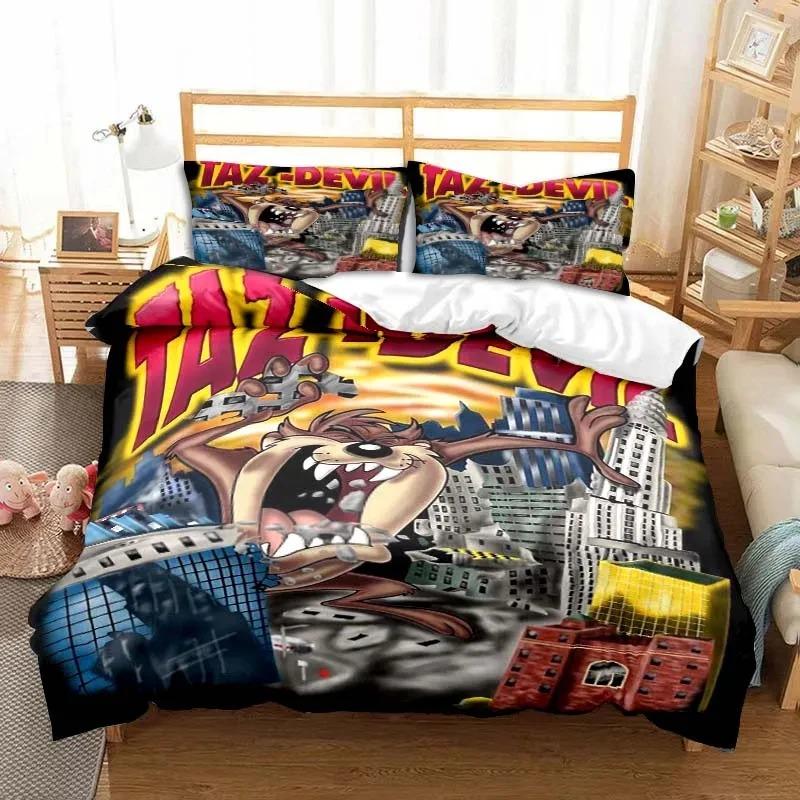 3D Принт Мультяшный Тасманский Дьявол Модный Постельный Комплект Двуспальный Полуторный Кинг Пододеяльник Одеяло Наволочка Мальчики Девочки Взрослые Спальня