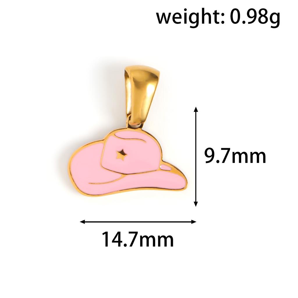 Hypoallergenic Stainless Steel Oil Dripping Western Cowboy Series Hat Pendant Colorful Enamel Charms for Necklace Jewelry Making