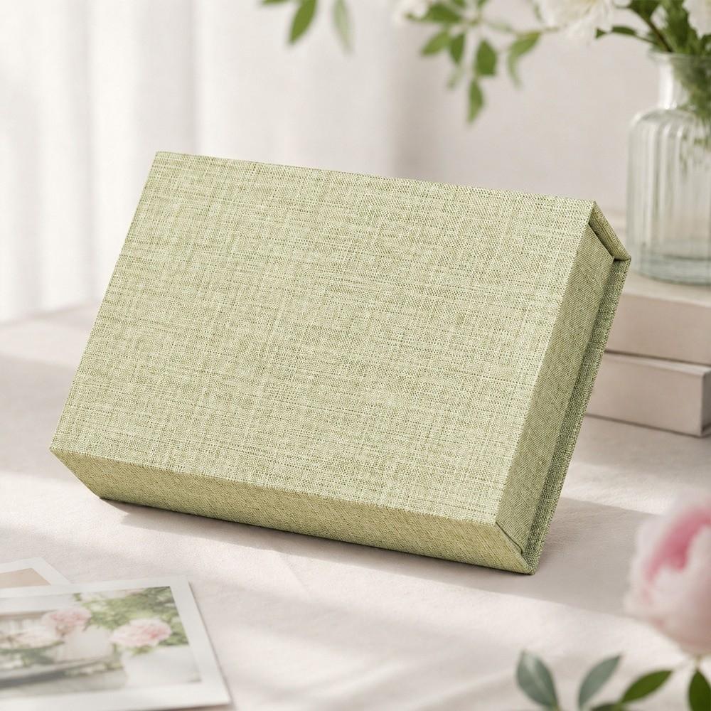 Flip Lid Photo Storage Box Linen Fabric Gift Container Versatile Document Holder  For Gift Packing