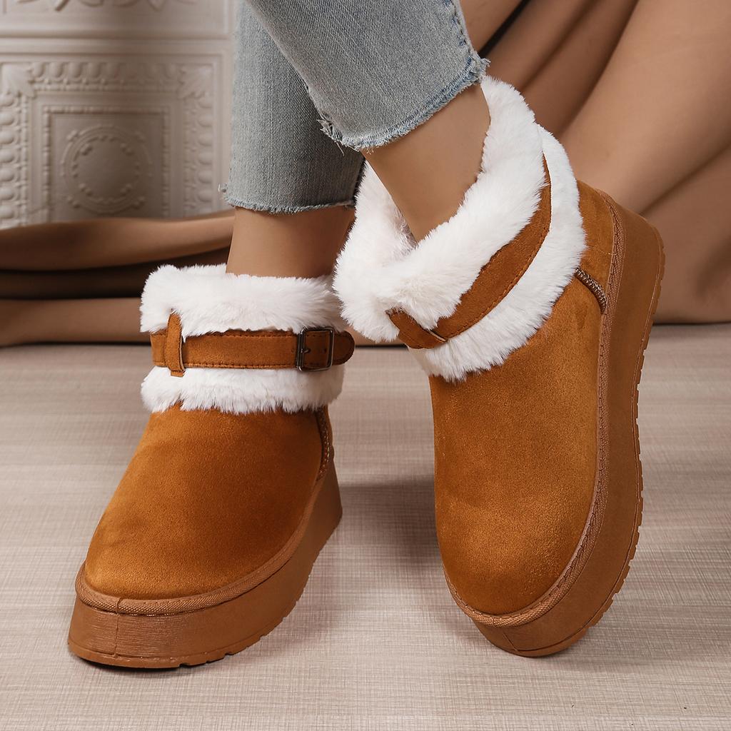 Fashion Women Single Boots Casual Comfort Warm Non-slip Snow Boots Women Winter New Outdoor Women Shoes Thick Soled Plush Mid-calf Boots
