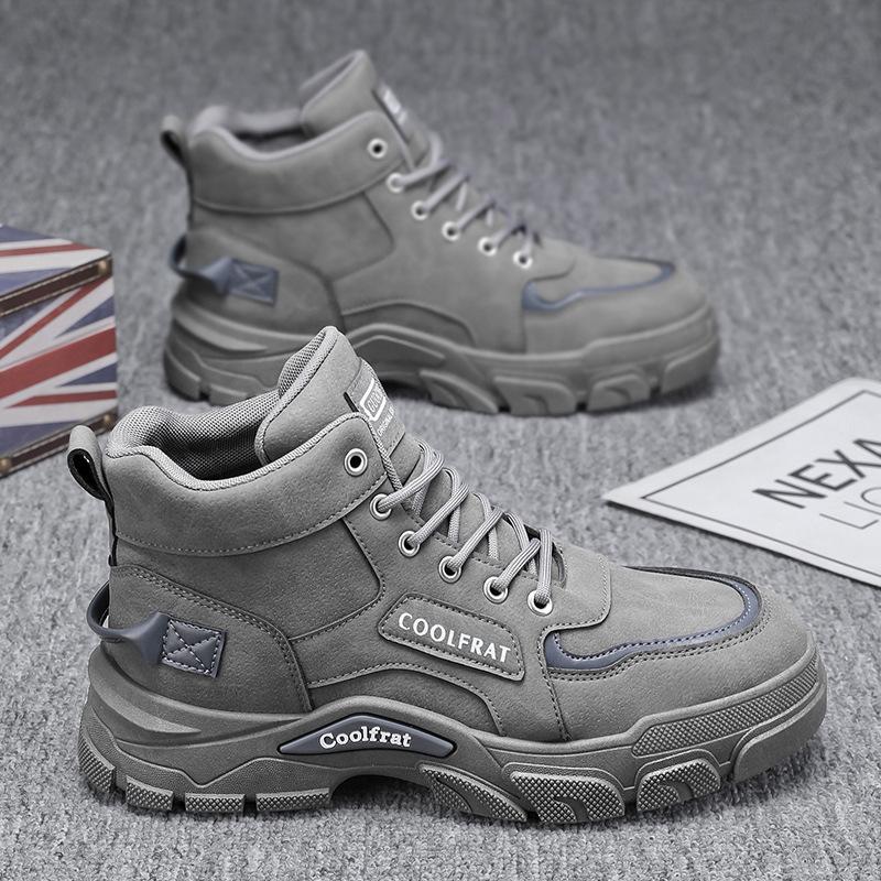 Осенняя мужская обувь, новые высокие ботинки Martin, мужская мода, универсальная обувь на платформе, повседневные короткие ботинки, обувь для страхования труда, мужская обувь