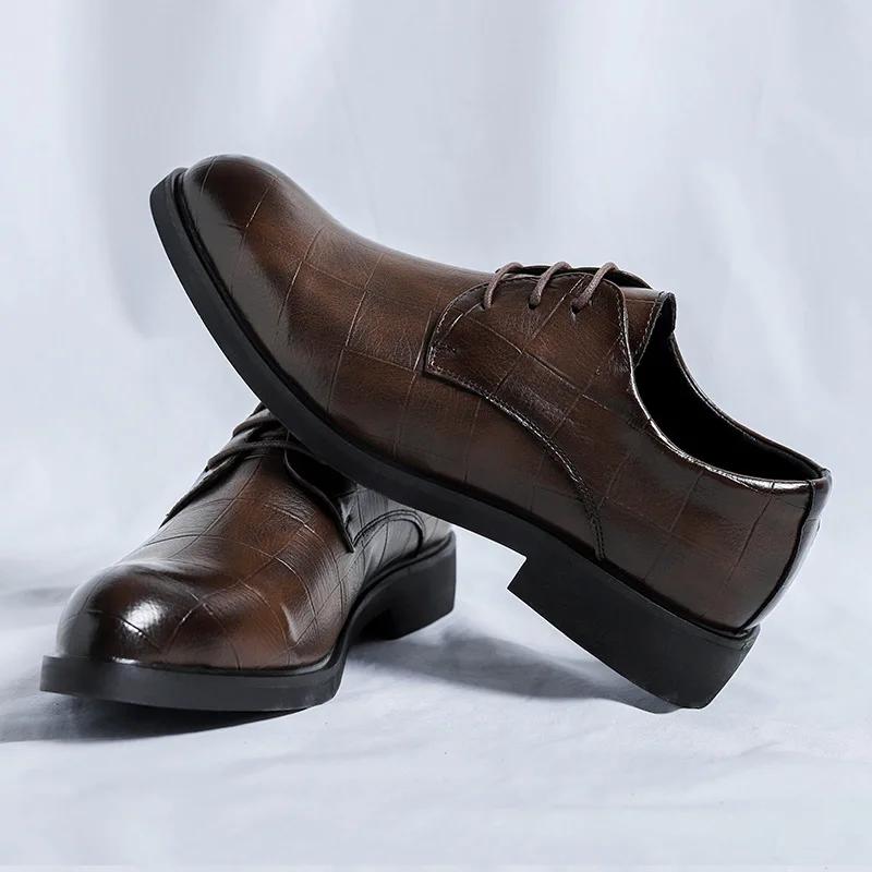 Модные деловые черные туфли для мужчин весна-осень, повседневные туфли из микрофибры для мужчин