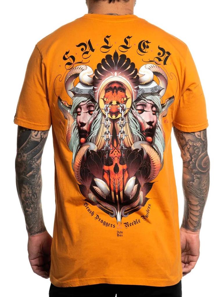 Sullen Men's Fede Gas Short Sleeve Premium T-shirt Tattoo Skull and Horns Tee