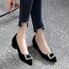 Fashion Women's Shoes Rhinestone Low Heel Elegant Diamond Black with Crystals Office Pointed Toe Formal Ladies Pumps Summer 2024 Stylish