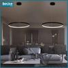 Ring LED ceiling lamp, matt black, 25W, modern, industrial, hanging, long, Neutral
