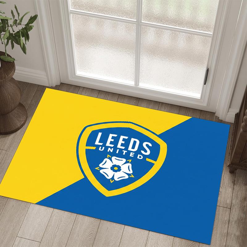 Leeds United Football Design Crystal Velvet Carpet Cozy Non?Slip Printed Rug For Bedroom Living Room Entrance