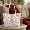 Vintage Floral Print Tote Bag Elegant Large Capacity Daily Casual Shoulder Bag For Women