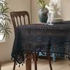 Elegant Black Lace Tablecloth - Durable Polyester, Solid Color, Versatile Shape for Thanksgiving & Holiday Decor, Easy Care, Square Shape