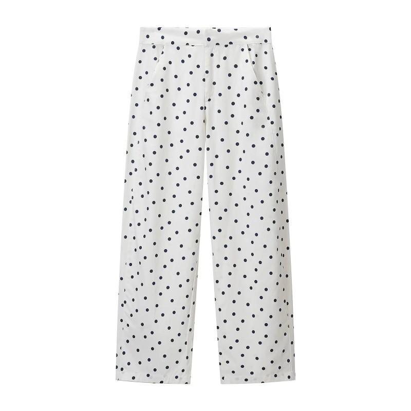 Womens Vintage Polka Dot Sleeveless Top Cropped Pants Set Casual Outfit