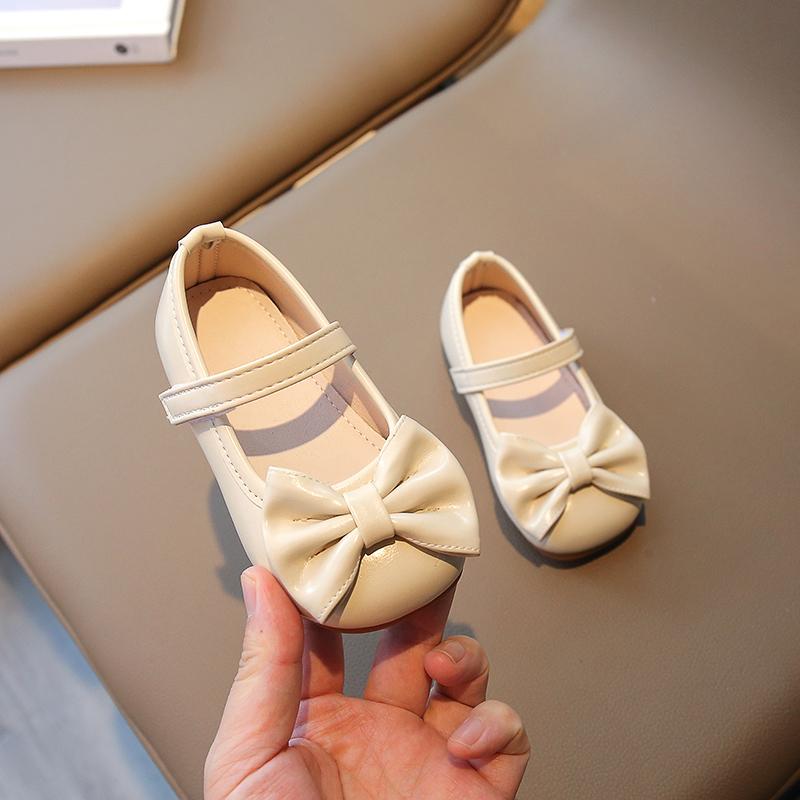 Children's Bow Black Leather Shoes Spring and Autumn New Girls Soft Sole Baby Casual Shoes for Princess Kids Cute School Shoes