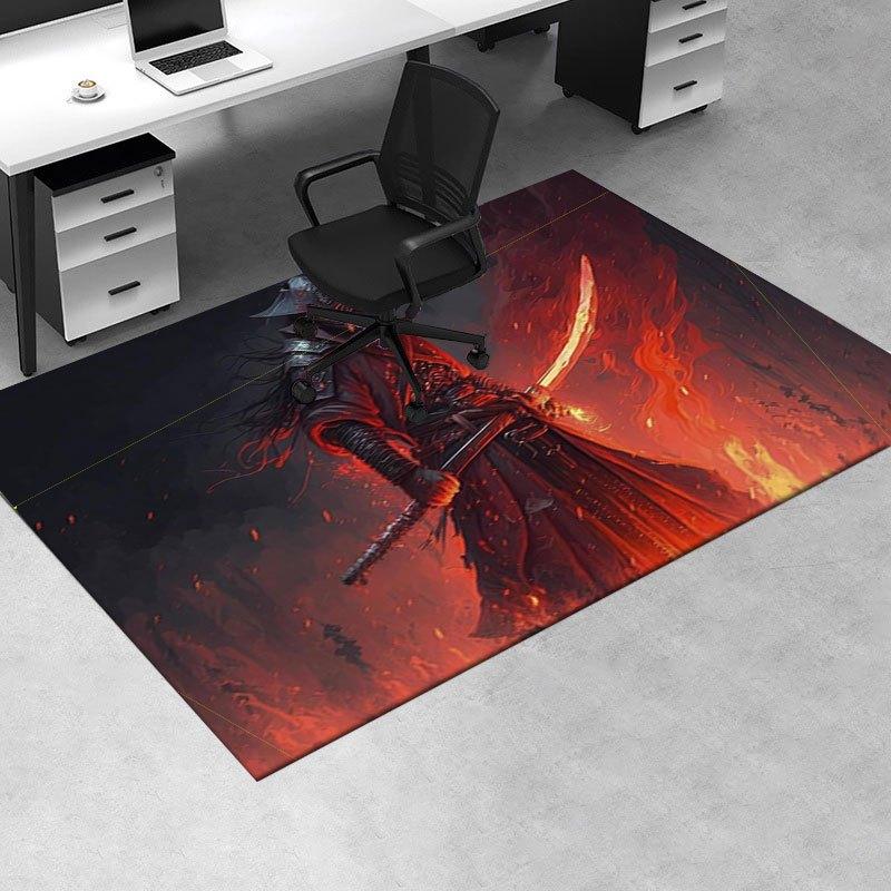 "Samurai Warrior with Sword Fantasy Art Print"Office Mat Perfect for Home Decor Office Desk Chair Rugs Chair Carpet for office Polyester Cha