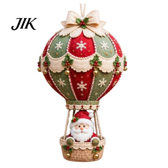 Holiday Ornament Making Supplies DIY Christmas Hot Air Balloon Hanging Kit, 3D Handmade Fabric Craft Handcrafted Tree Ornaments Project with