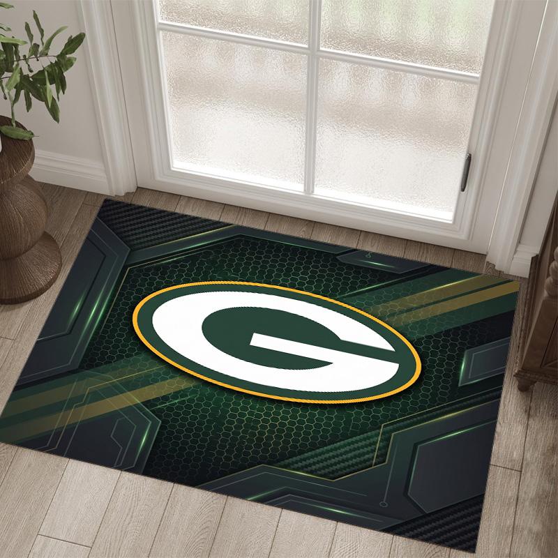 Green Bay Packers Design Crystal Velvet Carpet Cozy Non?Slip Printed Rug For Bedroom Living Room Entrance