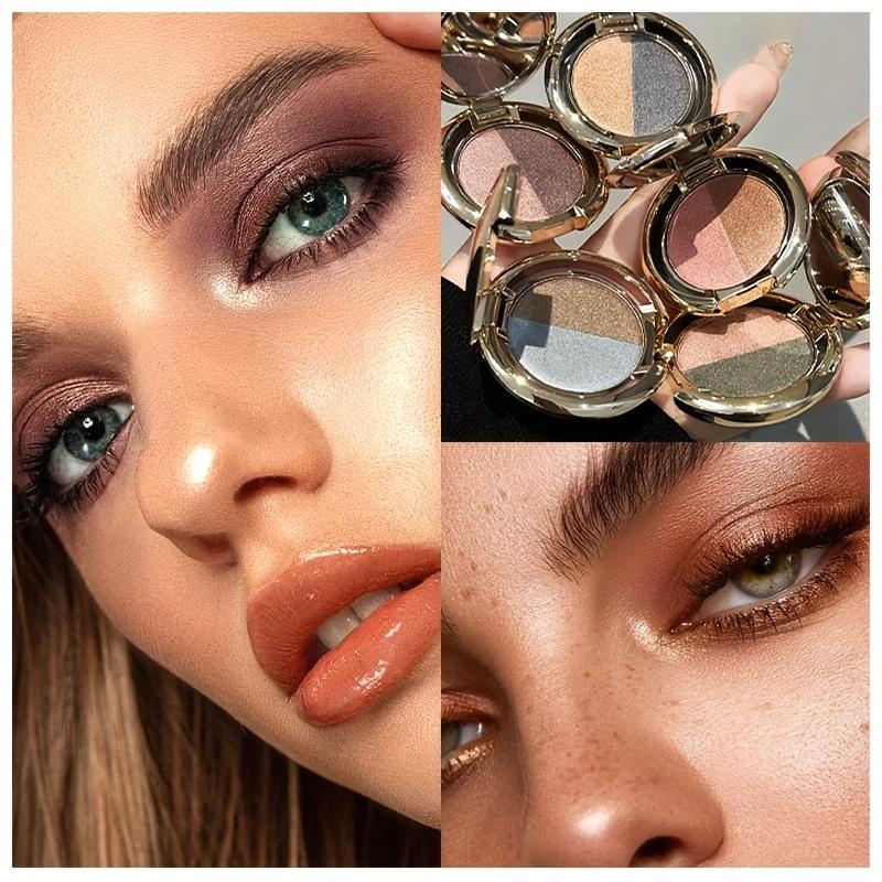 Двухцветные тени для век с шиммером и дымчато-коричневые/сине-черные, многоцветная палетка теней для век - формула для влажного/сухого нанесения, стойкие водостойкие и потостойкие тени для век