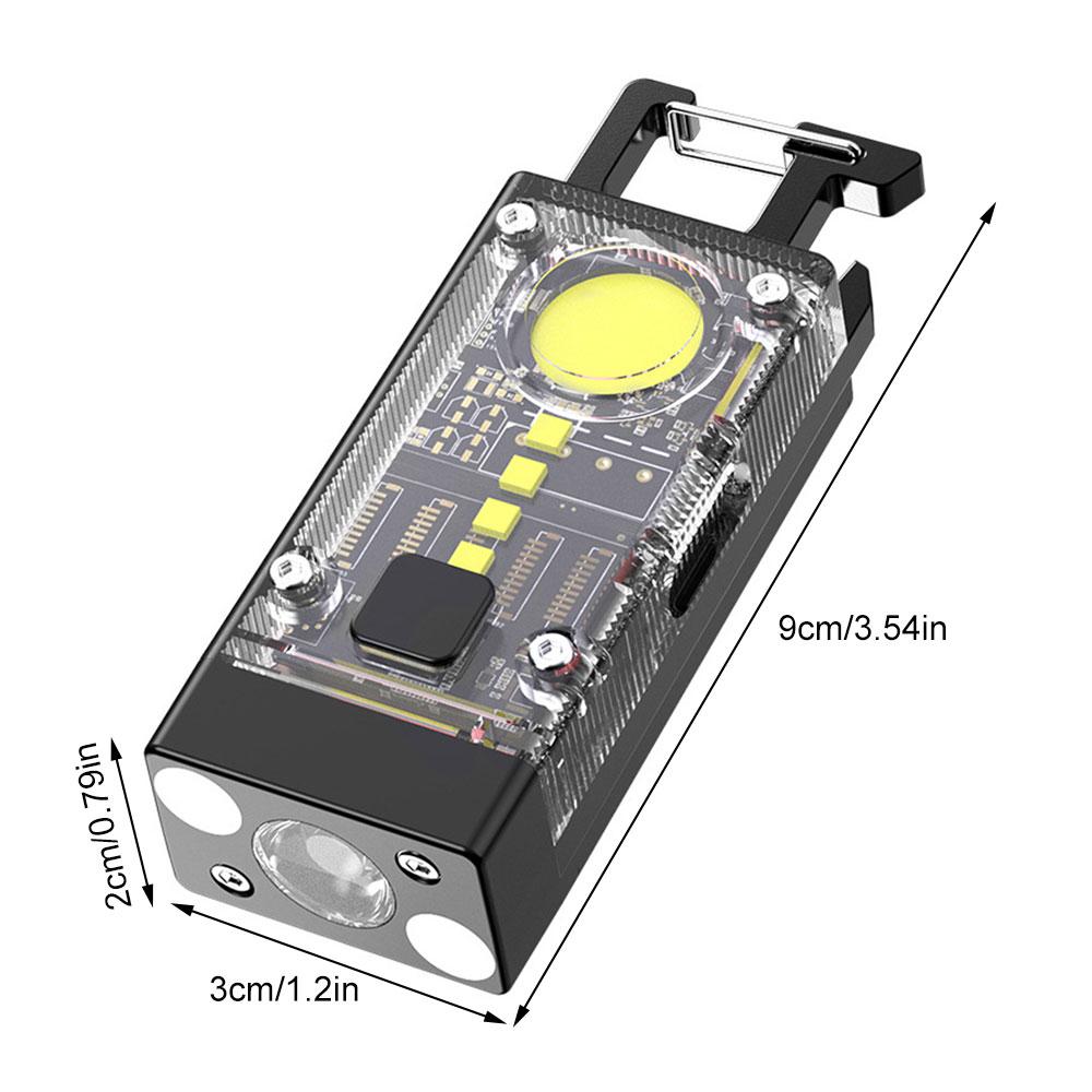 Mini Multifunctional Portable LED COB Flashlight Clip-on Keychain USB Rechargeable Work Lights Outdoor Fishing Camping Lantern