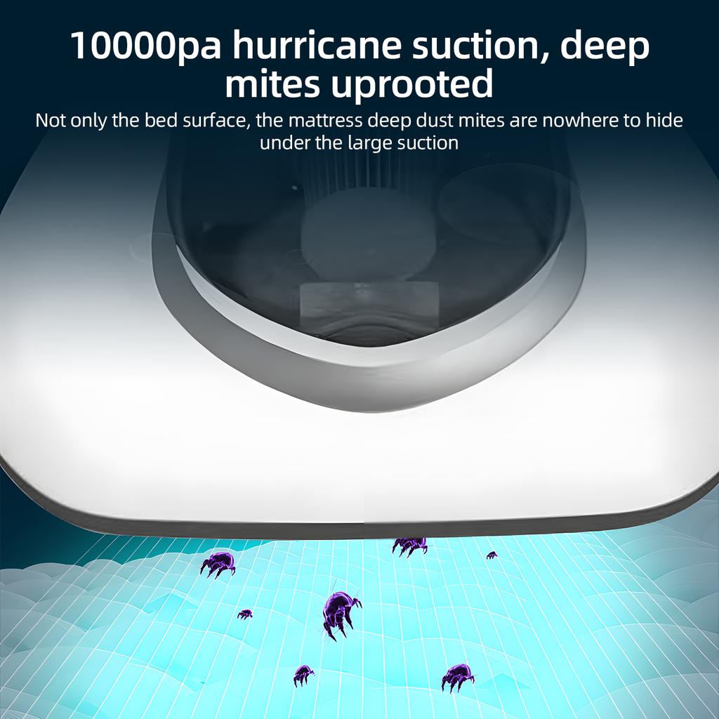 Пылесос для кровати, 10 кПа, сильное всасывание и малошумный моющийся HEPA-фильтр фиолетового цвета для глубокой очистки
