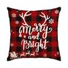 1/4Pcs Red Checkered Christmas Pillowcases, Christmas Tree Santa Claus Reindeer Design Cushion Covers, Christmas Decorations