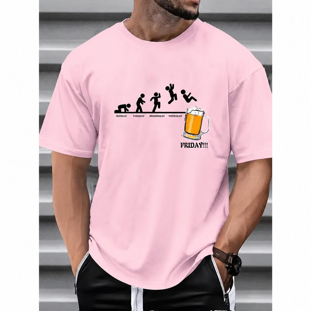 Unisexs Beer Pattern Printed Casual Crew Neck Tshirt Friday Very Suitable For Casual Wear Unisexs And Unisexs 2026 Summer T Shirt