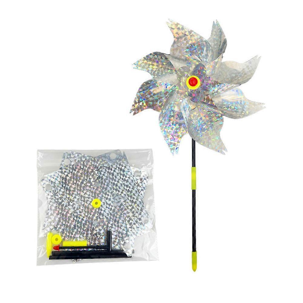 5pcs Silver Bird Repellent Windmill-Large Octagonal Windmill 1pc Silver Flake