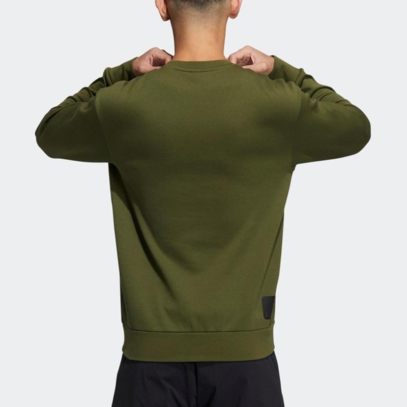 adidas Wj Swt Logo Printing Sports Round Neck Pullover Green Men's GP0919