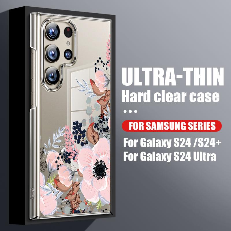 Красочный цветочный принт ударопрочный прозрачный чехол для Samsung S24 FE S23 Ultra S22 S21 A16 A55 A15 A14 A35 A54 прозрачный тонкий жесткий чехол для телефона из ПК