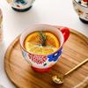 Household Ceramic Cup Mug Retro Hand-painted Flowers Water Cup Oatmeal Breakfast Coffee Milk Bottle Office Teacup