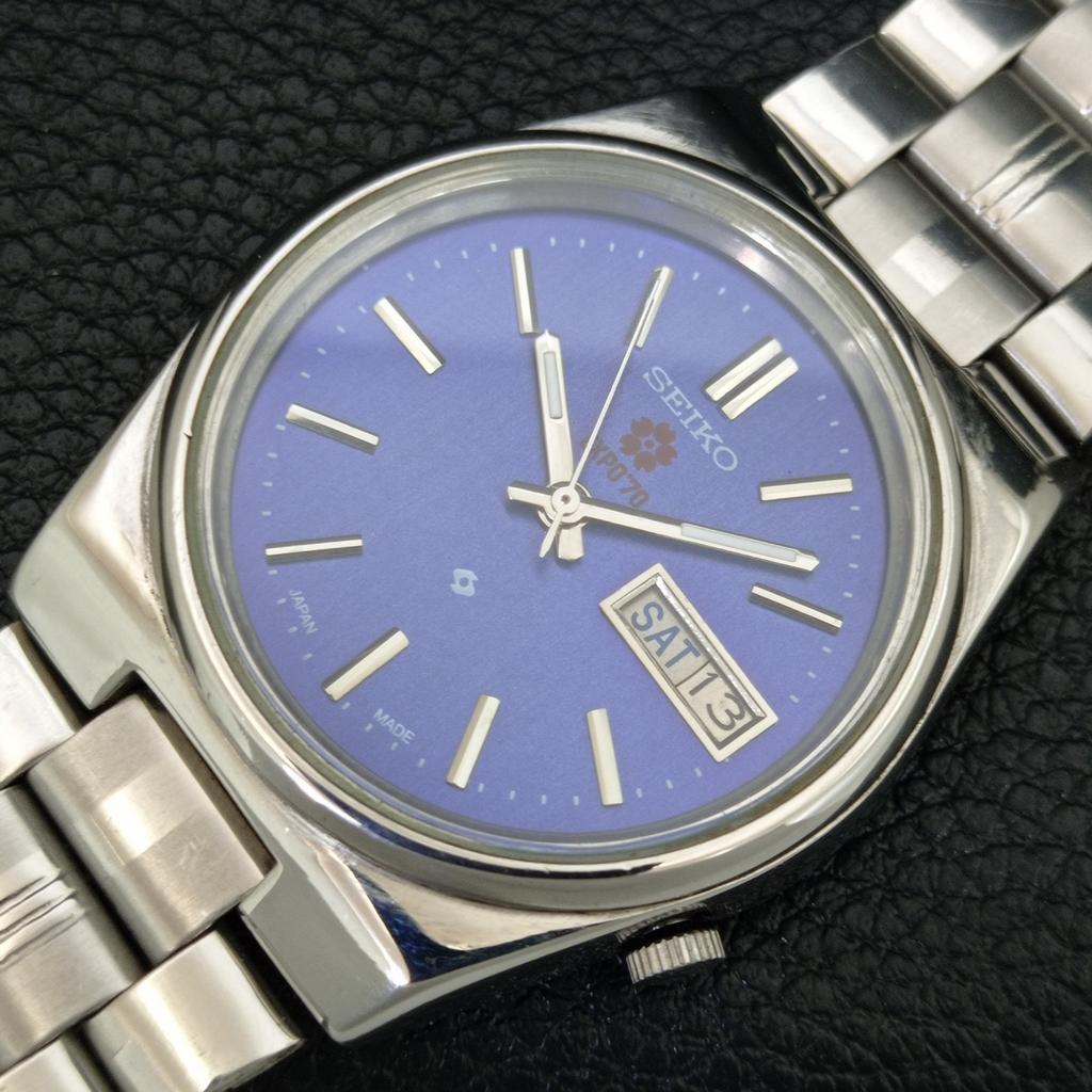 ОРИГИНАЛЬНЫЕ ВИНТАЖНЫЕ АВТОМАТИЧЕСКИЕ МУЖСКИЕ ЧАСЫ SEIKO EXPO 70 ЯПОНИЯ СИНЕГО ЦВЕТА a708786-1