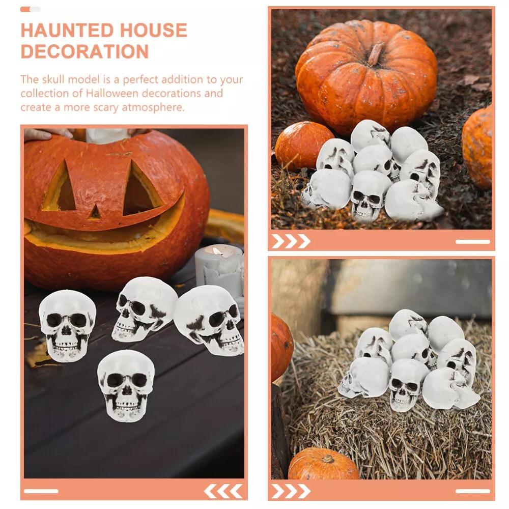 10Pcs Table Decor Skull Heads Scary Props Terrifying Skulls Decoration for Halloween Party