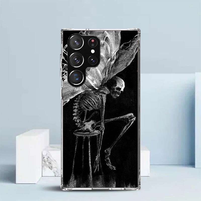 Retro Skull Butterfly Phone Case For Samsung Galaxy S24 S25 Edge S26 Ultra S22 S23 Plus S21 + S20 FE Soft TPU Back Cover Galaxy