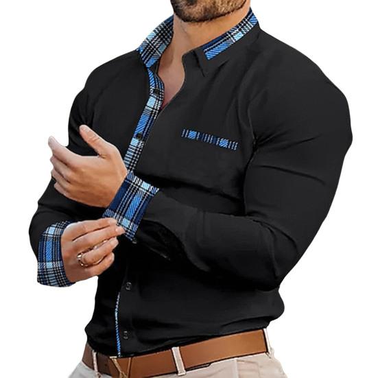 Yousheng Мужская официальная рубашка, свободный кардиган с принтом Pald в стиле пэчворк на пуговицах, деловая офисная рубашка средней длины с лацканами, повседневный топ