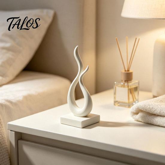 Minimalist Home Decor Accents Abstract Flame Sculpture, 3D Printed Modern Art Statue with Square Base, Eco Friendly Sculptures Elegant Curved Figurine