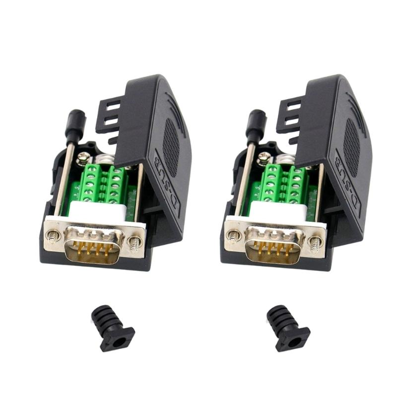 2pcs DB9pin Serial Port Terminal Adapters 9Pin Male and Female Solderless Industrial Contacts Connectors