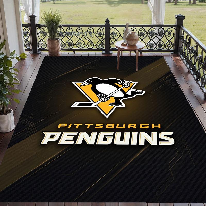 Soft Floor Carpet Pittsburgh Penguins Pattern Area Rug Decorative Mat For Home Room Decoration