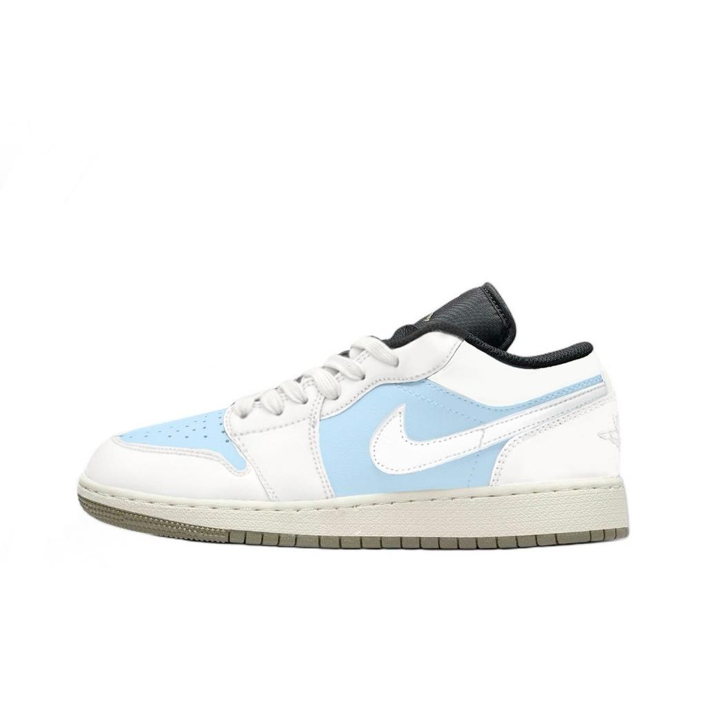Jordan Air Jordan 1 Sea Salt Coconut Устойчивые к истиранию Низкие Винтажные Баскетбольные Кроссовки Унисекс Небесно-голубые 553558-092(Команда1119-)