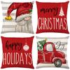 Christmas Linen Pillow Cover Christmas Sofa Pillow Home Printed Pillow Cover Pillow Cover